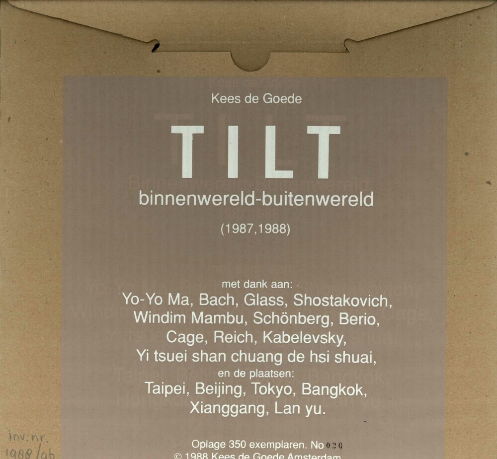 Tilt binnenwereld-buitenwereld (1987-1988)